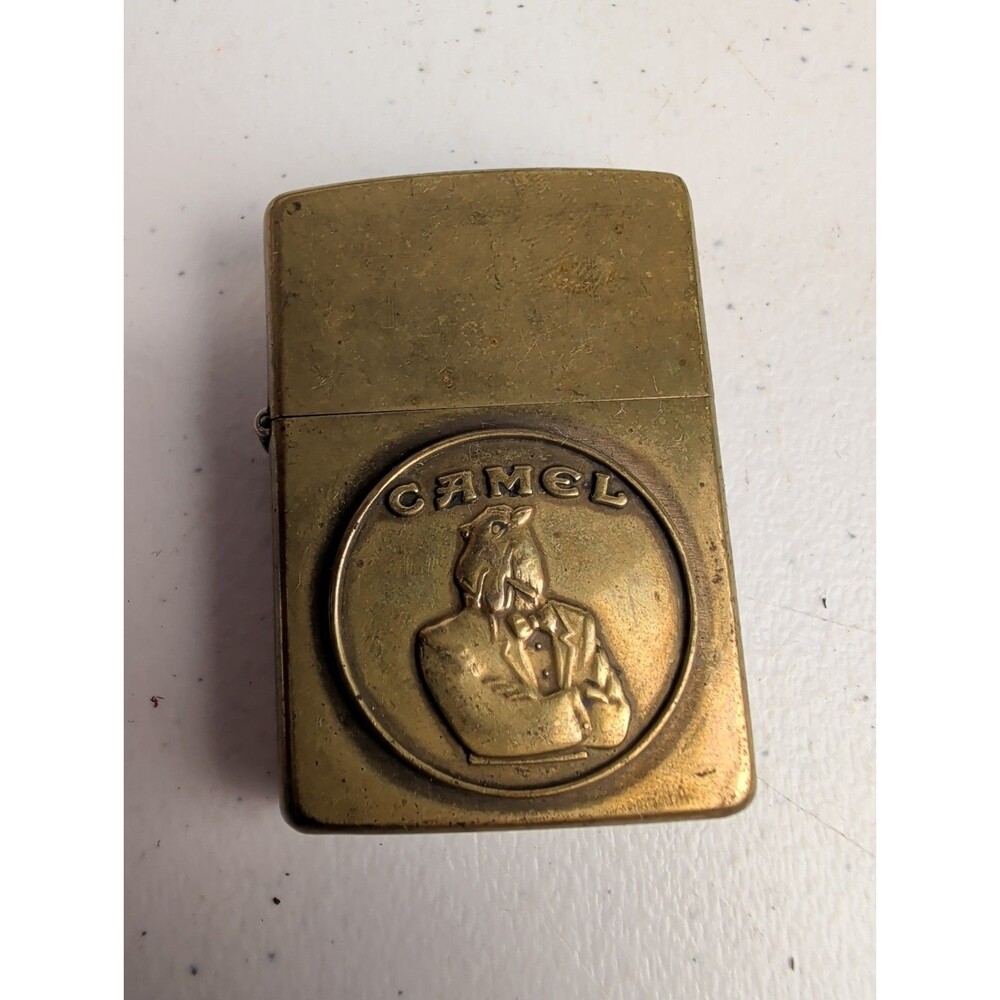 Vintage 91 ZIPPO JOE CAMEL Brass Advertisement LIGHTER w/ JG engraving 1932-1991